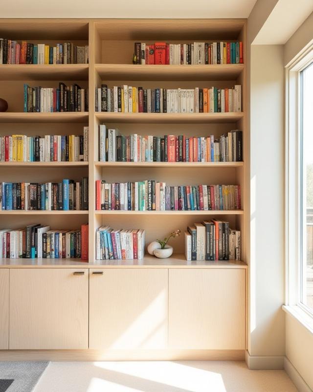 Specialbygget Bogreol i Lys Birk